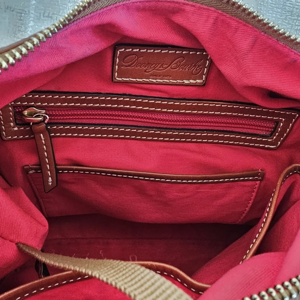 Dooney & Bourke Taupe & Brown Pebble Grain Leather Shoulder Bag